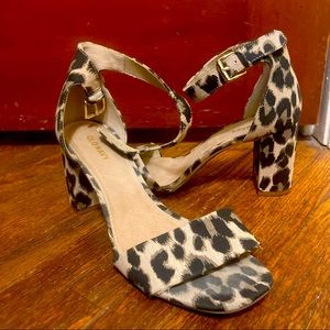 Leopard print block heels